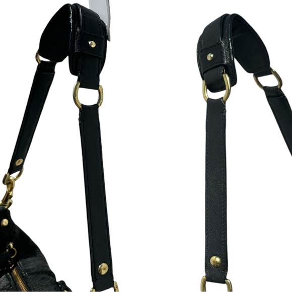 Coach Ashley 2Way Leather Handbag Satchel Tote-Black Sequined Snakeskin/Gold - Picture 11 of 15